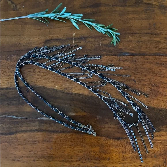 American Eagle Outfitters Black and fringe chain Necklace - Picture 2 of 2